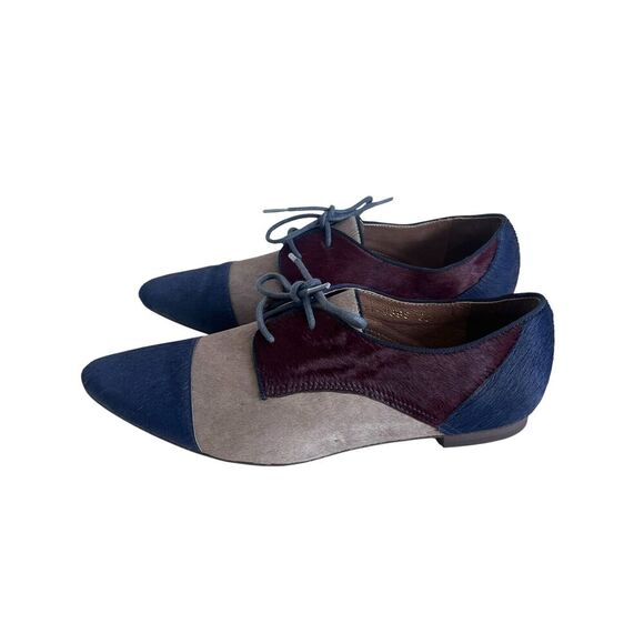 Anthropologie All Black Pointed Pony Hair Oxfords SZ 38.5 / 8. Multi color - Picture 5 of 9